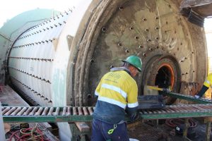 Installing new liners on Ball Mill
